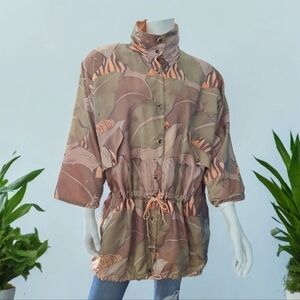 DIXX vintage safari style jacket with tiger print 3/4 sleeve coat